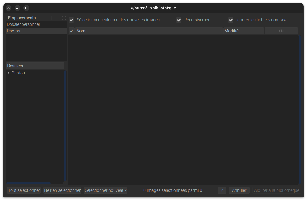Copie d'écran du pop-up Ajouter à la bibliothèque