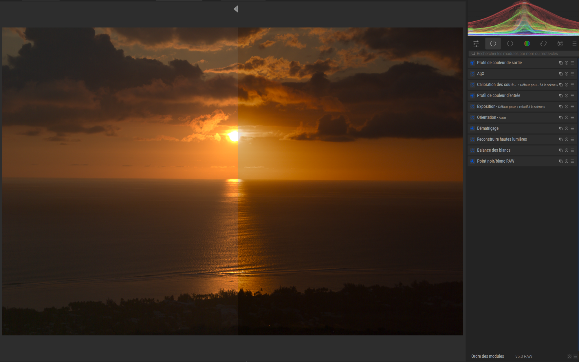 Capture d’écran de la Chambre Noire avec et sans AgX