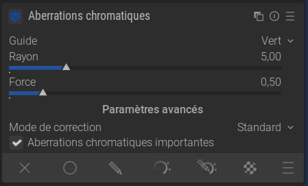 Capture d’écran du Module Aberrations chromatiques