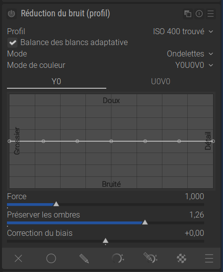 Capture d’écran du module Réduction du Bruit (Profil)