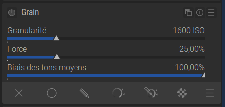 Capture d’écran du module grain