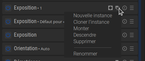 Copie d'écran de la gestion d'un module