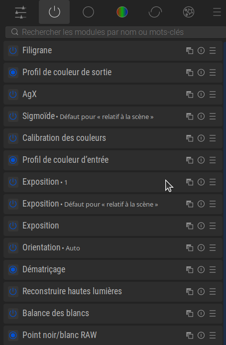 Copie d'écran d'un module doublé