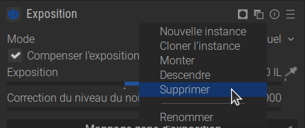 Copie d'écran de la suppression d'un module