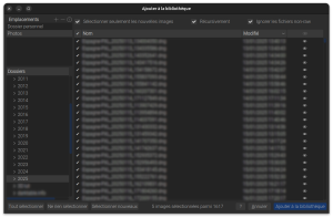 Copie d'écran de la fenêtre pop-up du choix du dossier à ajouter à la bibliothèque