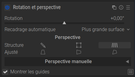 Copie d'écran du module Rotation et perspective