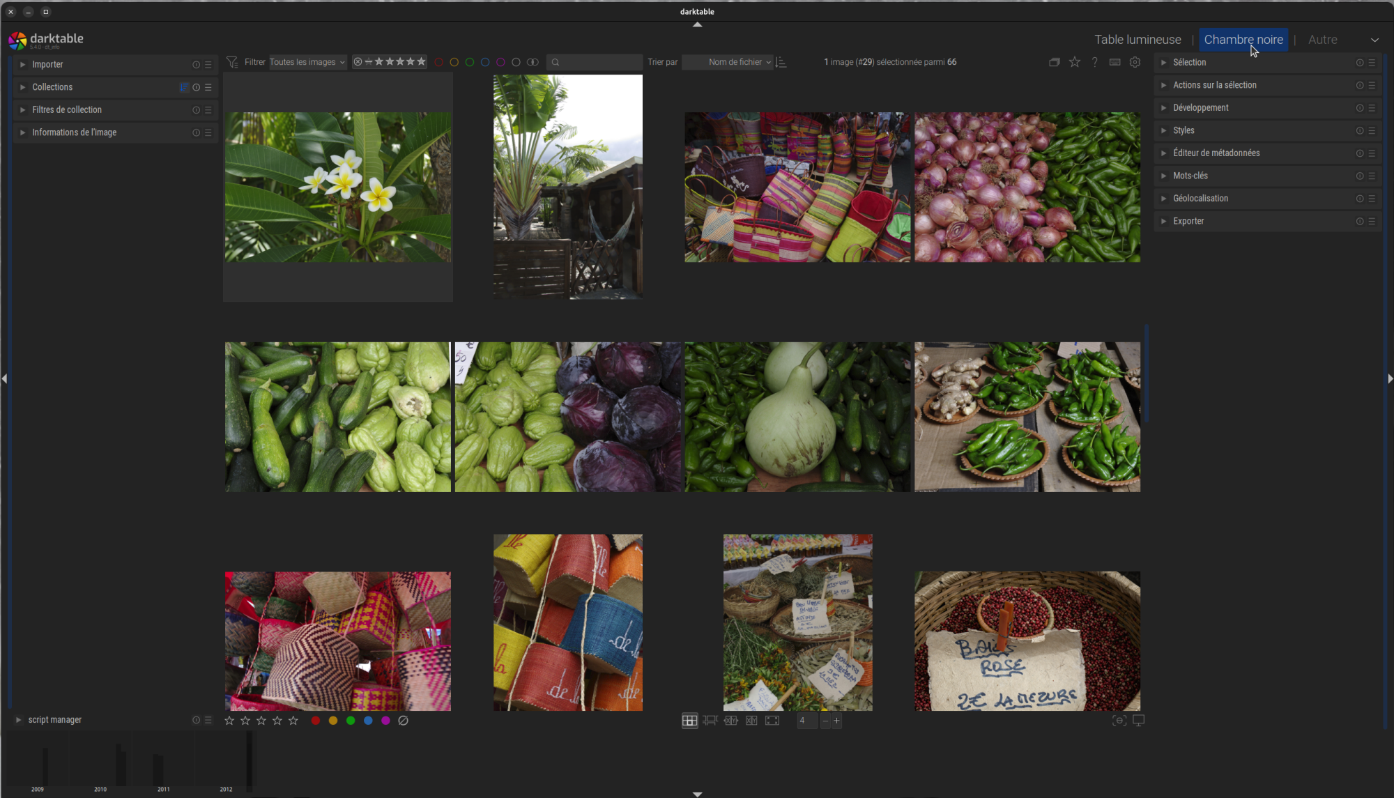 Copie d'écran de la Table lumineuse ouverture de la Chambre noire