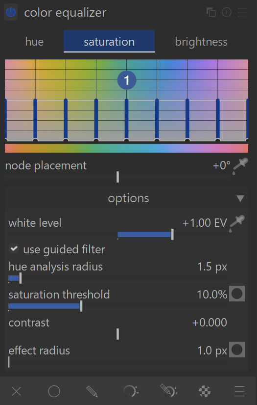 darktable.info - use color equalizer module to convert color to monochrome image in darktable - saturation tab