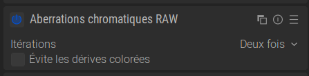 Capture d’écran du module Aberrations Chromatiques RAW