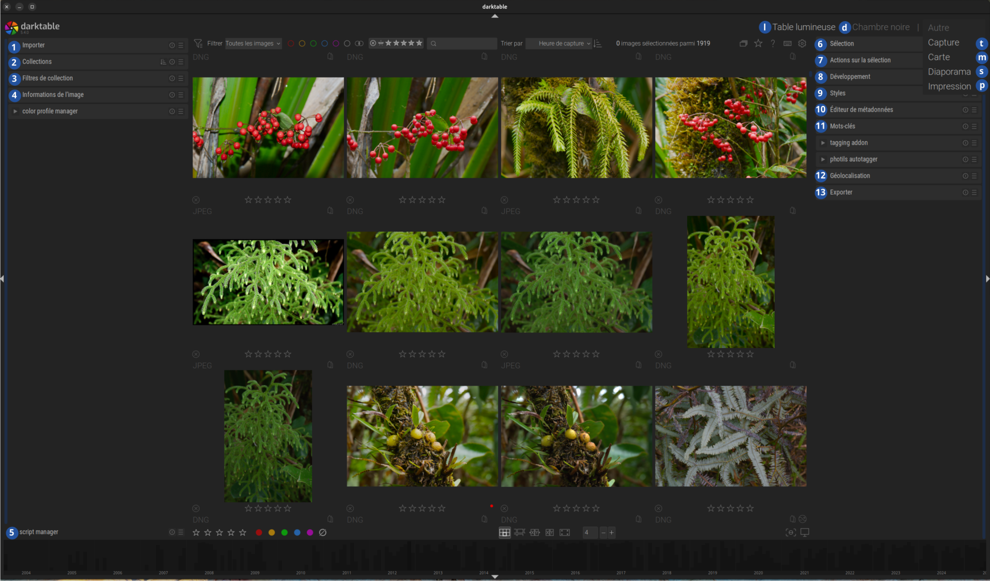 Copie d'écran de la vue Table lumineuse